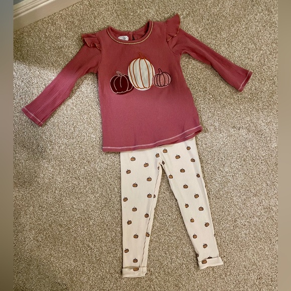 Mud Pie 24M/2T Pink Pumpkin Top & Legging Set - Picture 3 of 6